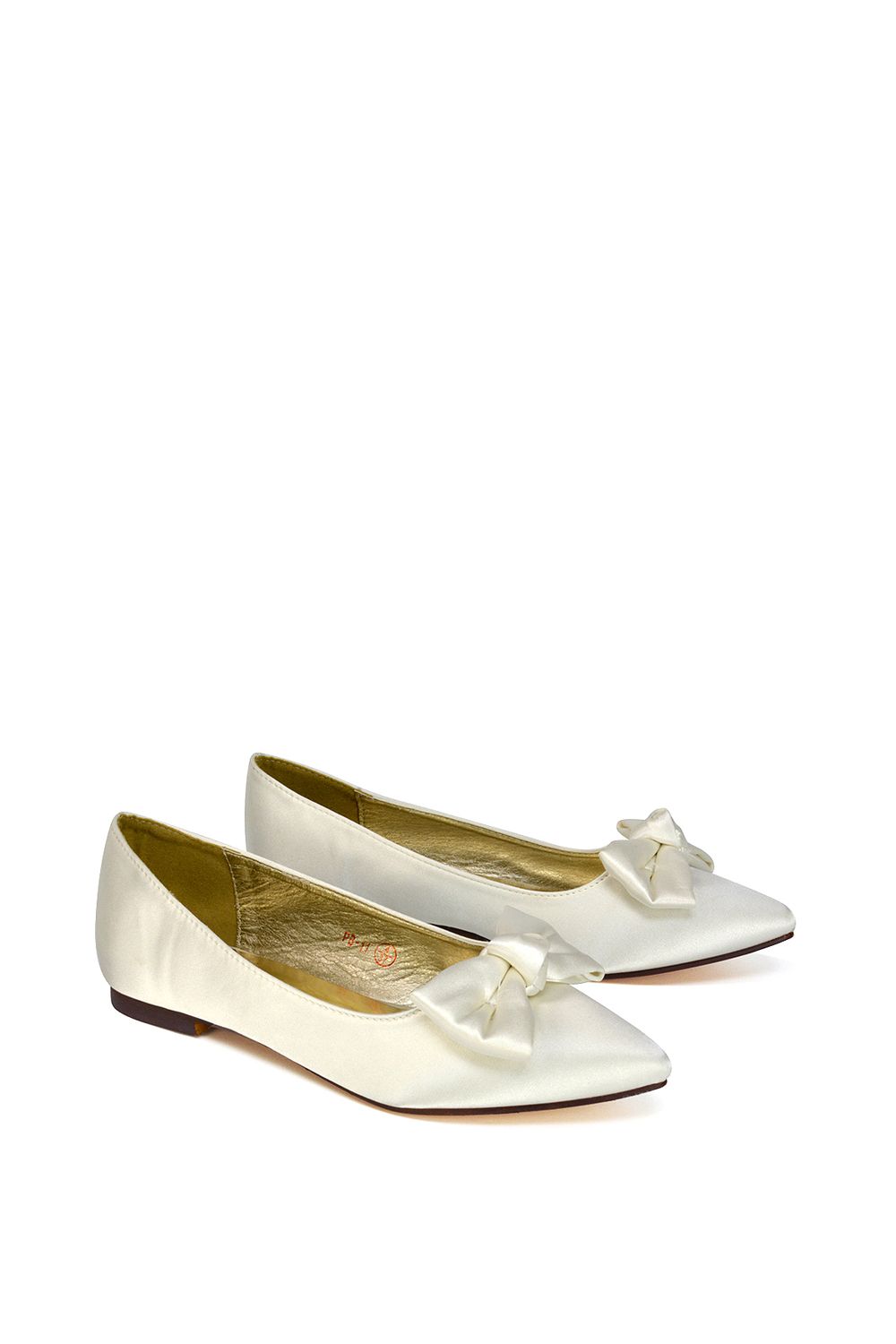 XY London 'Cally' Bow Detail Pointed Toe Ballerina Bridal Pump Shoes image 3