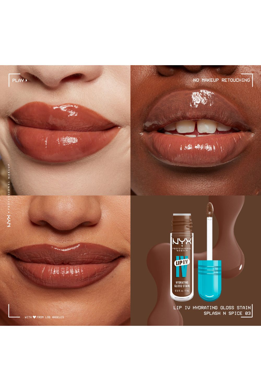 NYX Professional Makeup Lip IV Hydrating Gloss Stain, Lip Gloss 5ml Splash N Spice image 4