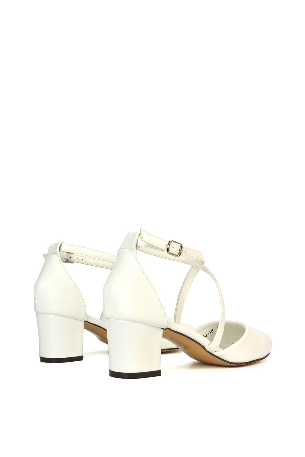 XY London 'Cindy' Strappy Mid Low Block Heel Court Shoes with Ankle Strap image 4