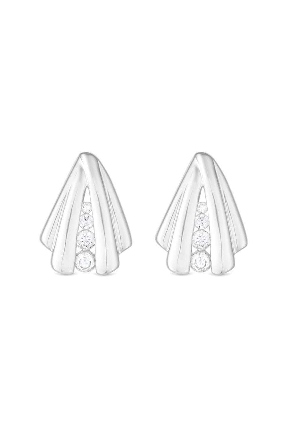 Simply Silver Sterling Silver 925 Polished And Cubic Zirconia Shell Stud Earrings image 1