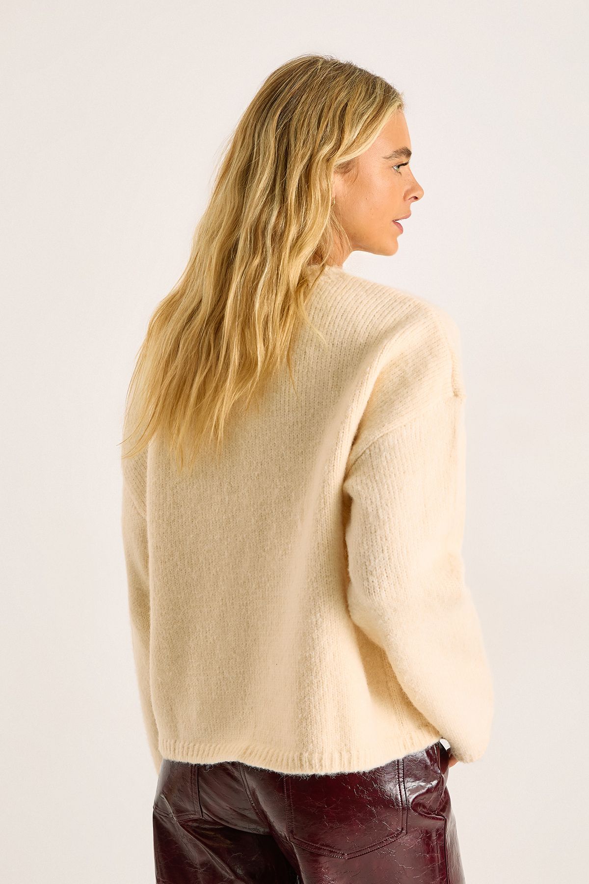 NastyGal Oversized Crew Neck Jumper Cream image 4