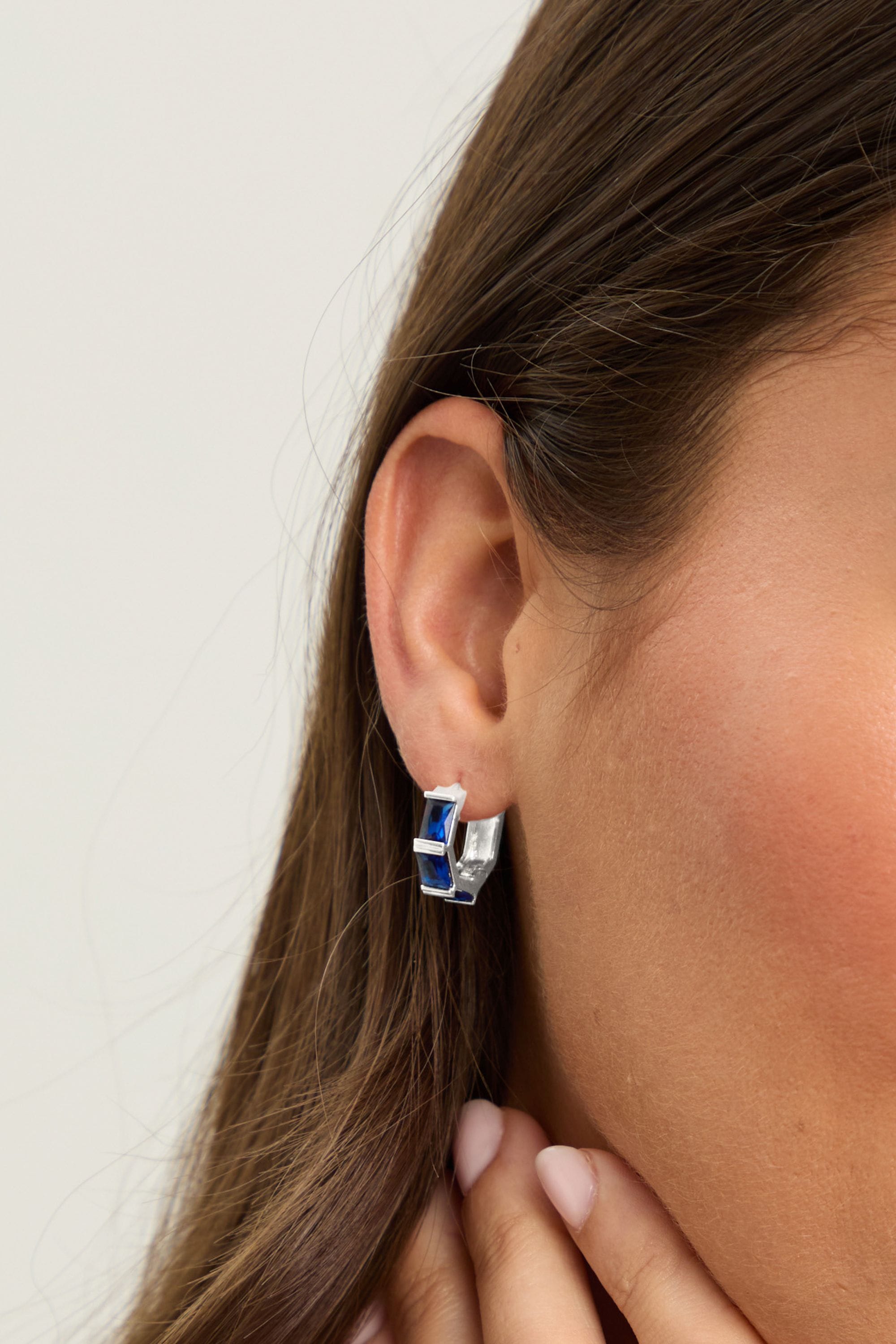 Jon Richard Silver Plated and Sapphire Hoop Earrings image 2