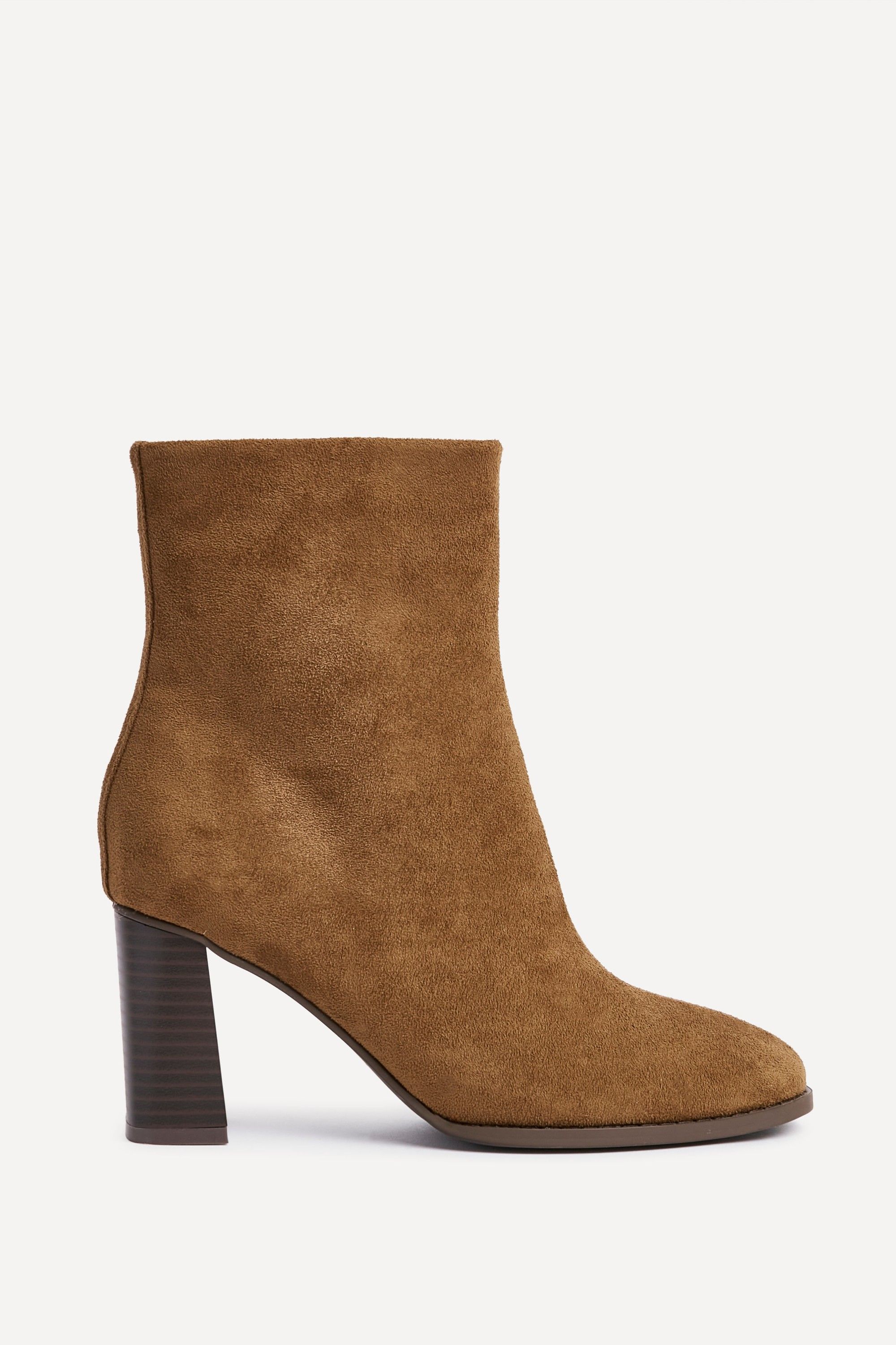 Linzi Approach Tan Faux Suede Round Toe Block Heeled Ankle Boot