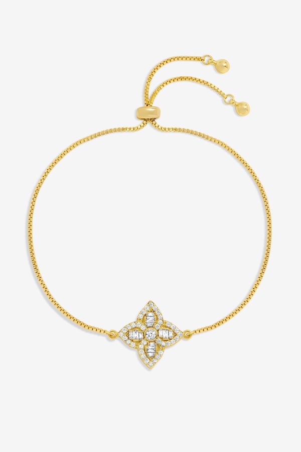 Jon Richard 18K Gold Plated and Crystal Clover Bracelet