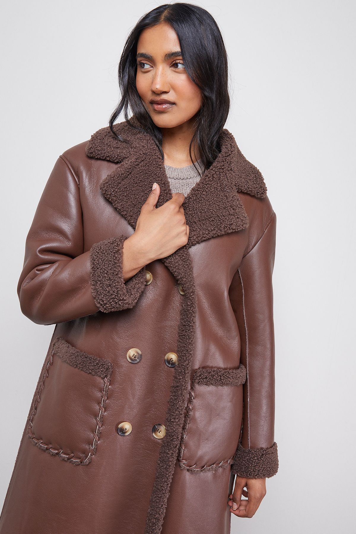 Warehouse Fringe Column Mini Dress Tan image 2