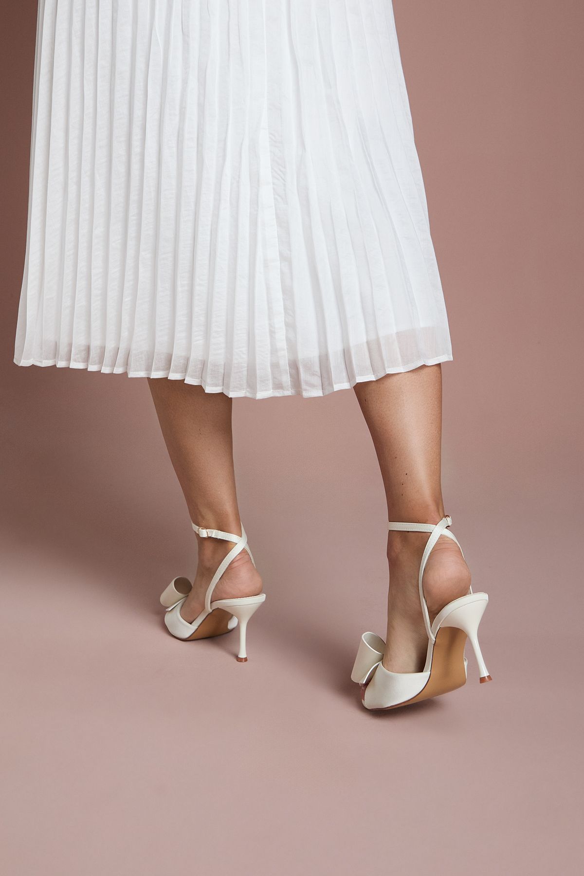 Coast Bridal Eva Satin Bow High Stiletto Heel Sandals White image 4