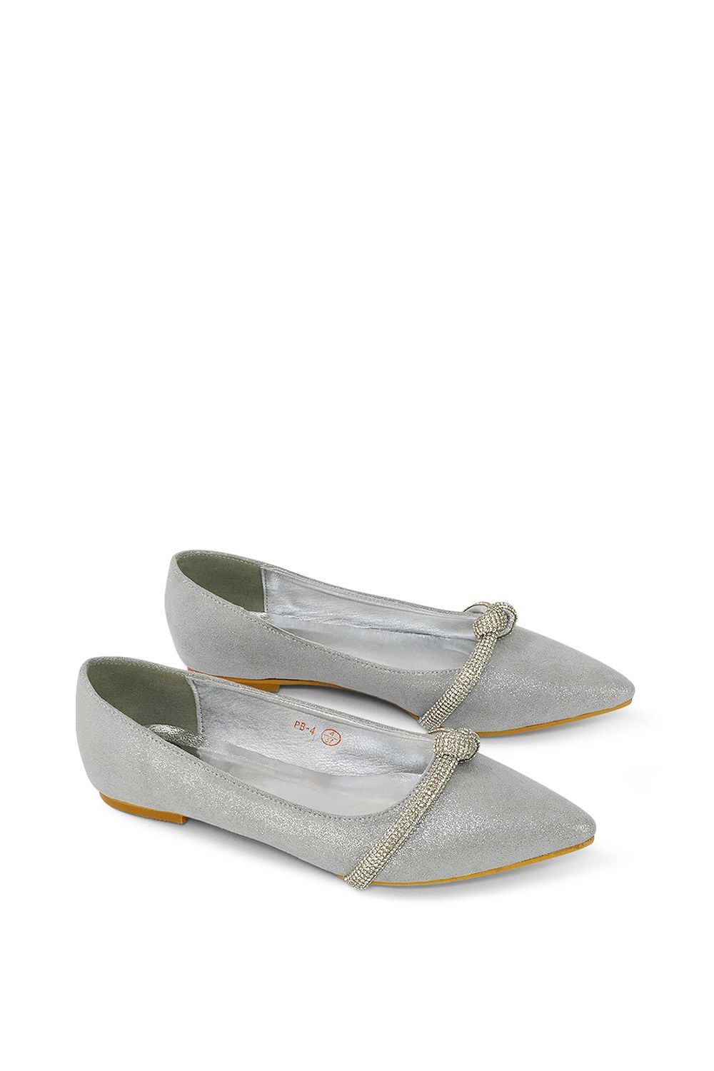 XY London 'Halley' Flat Heel Pointed Toe Sparkly Embellished Diamante Bridal Pumps image 4