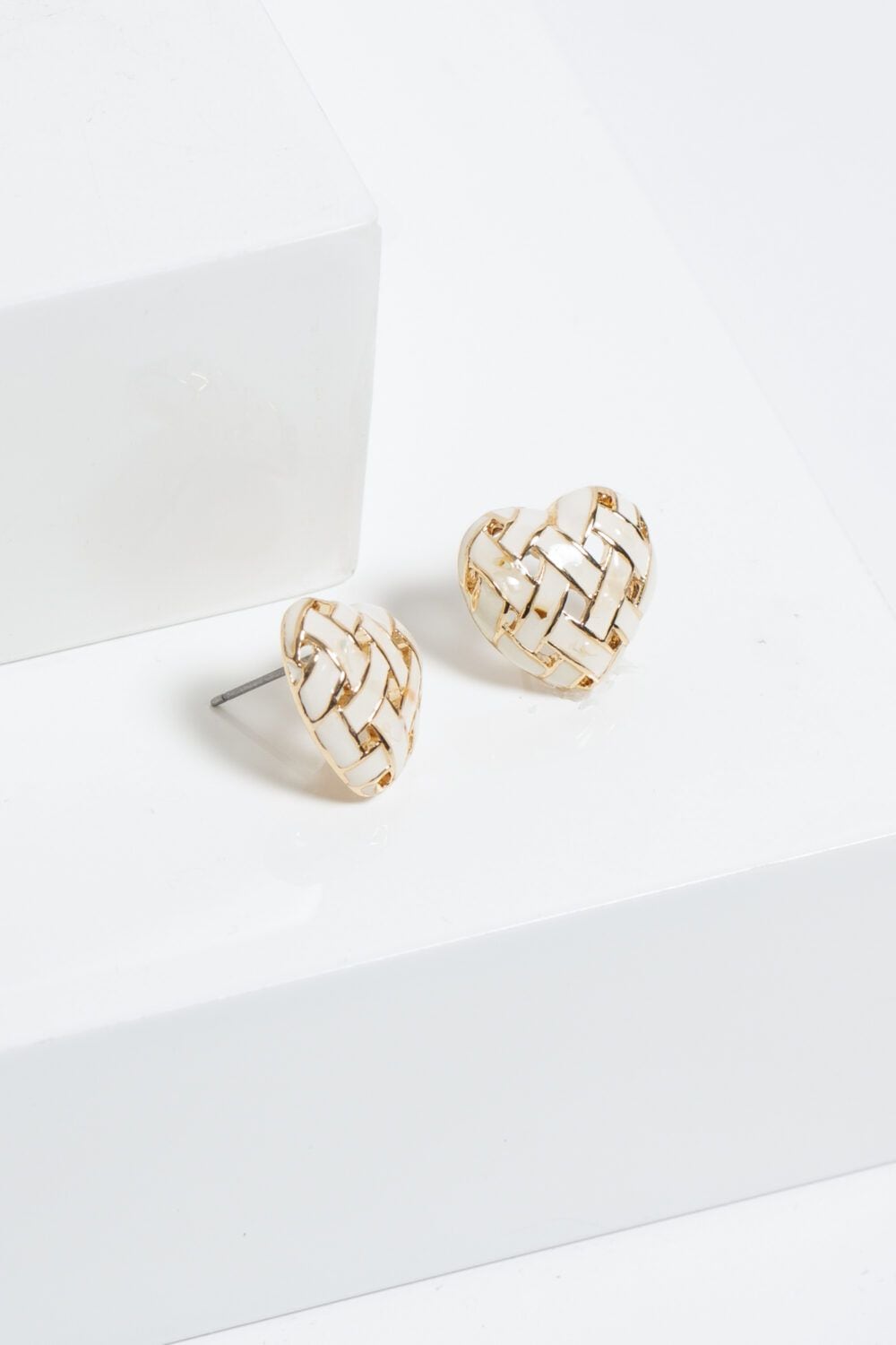 Jon Richard Gold Plated Enamel Heart Weave Earrings image 3