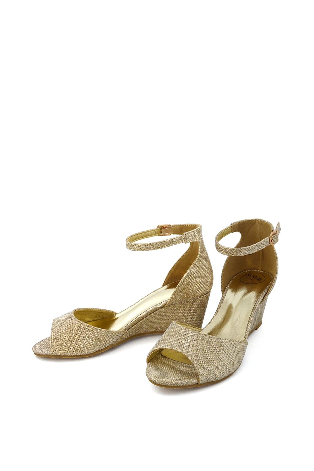 XY London 'Lottie' Peeptoe Mid Wedge Heel Sandals image 1