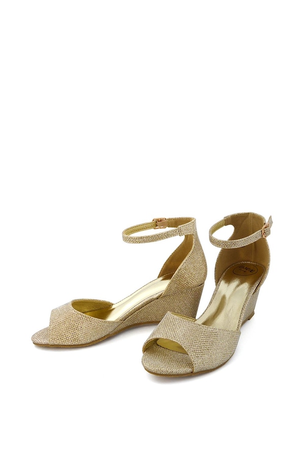 XY London 'Lottie' Peeptoe Mid Wedge Heel Sandals