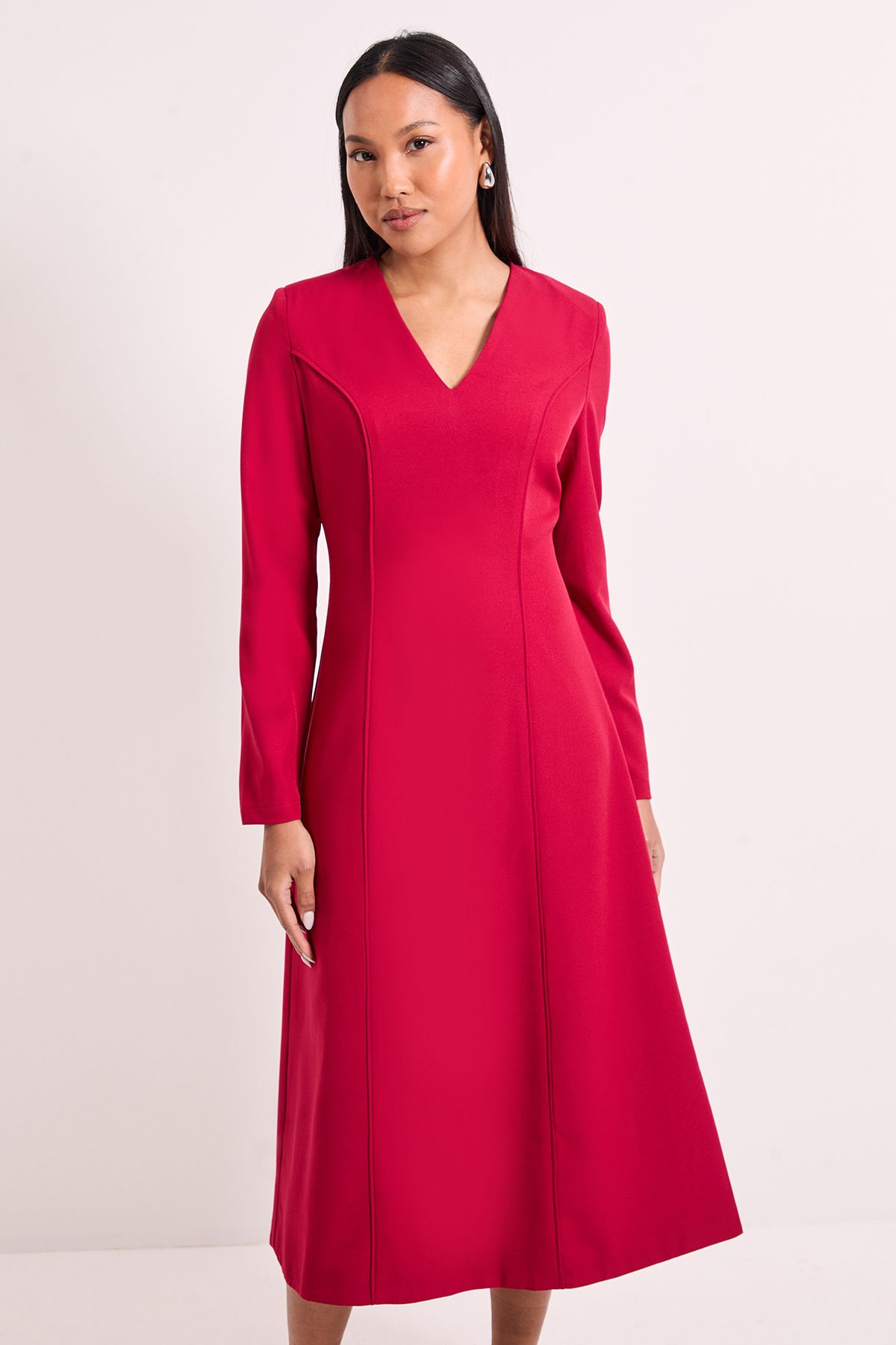 Principles Dark Berry Long Sleeve Binded Midi Dress Berry image 4