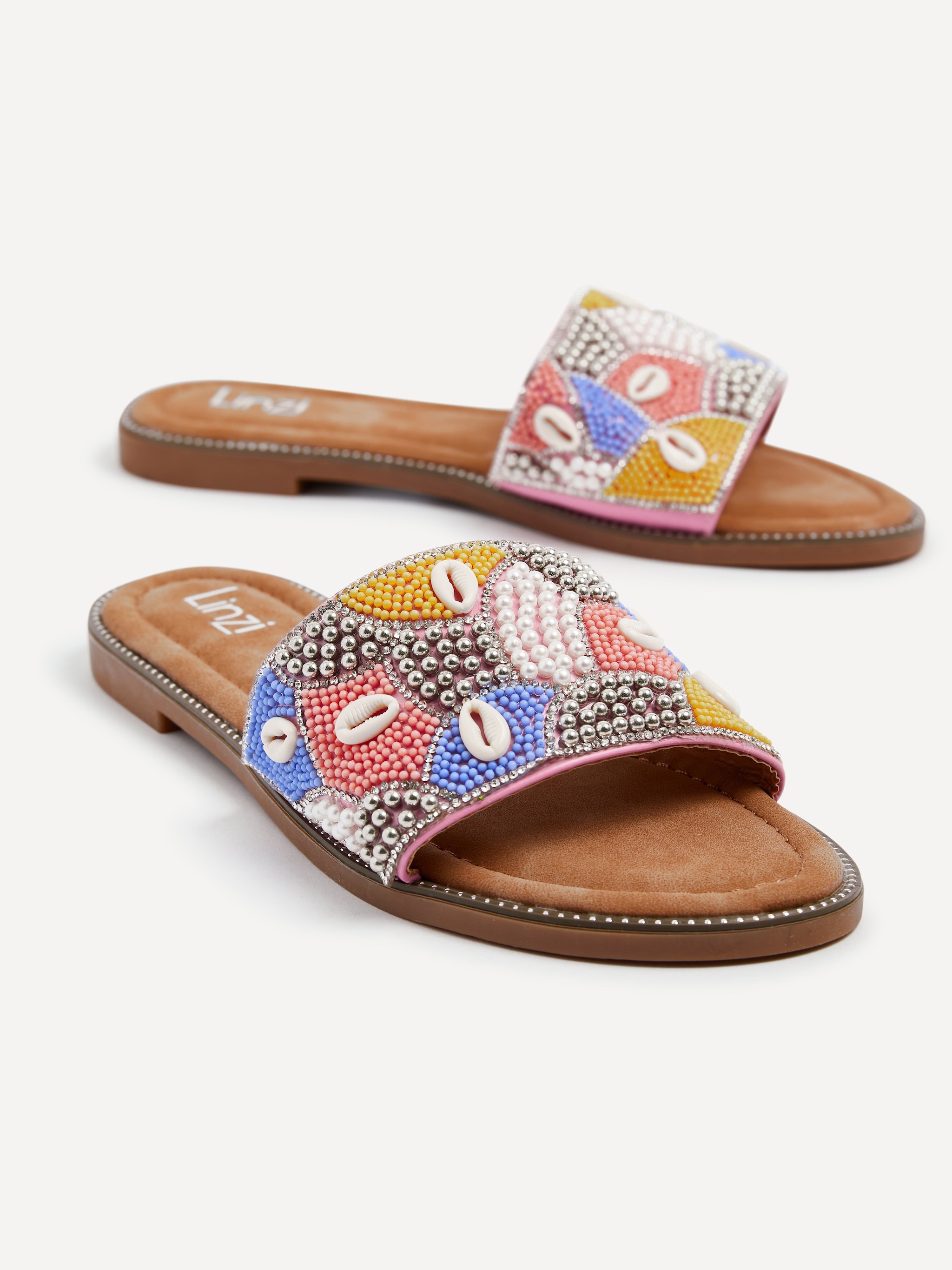 Linzi Seanna Blue & Coral Embellished Shell Slider image 4