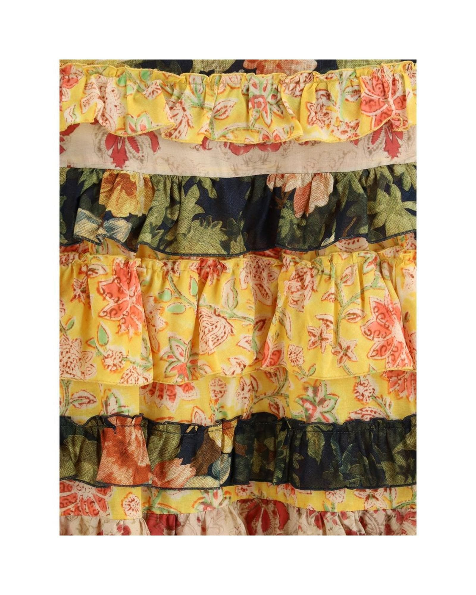 Valentino Floral Print Tiered Maxi Skirt Ruffled Maxi Skirt Wo - Multicolor image 3