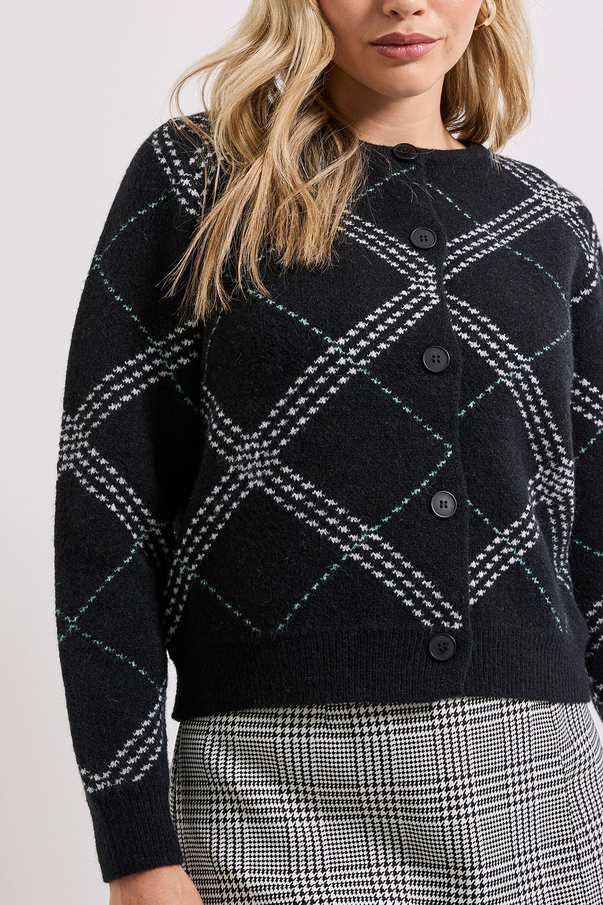 Dorothy Perkins Black Argyle Cardigan Black image 4