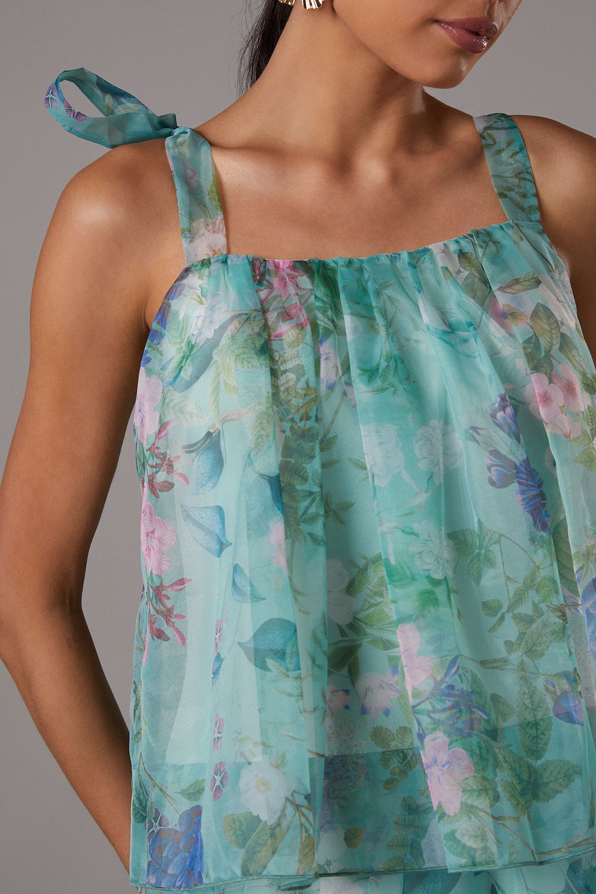 Coast Floral Printed Organza Midi Dress Aqua image 5