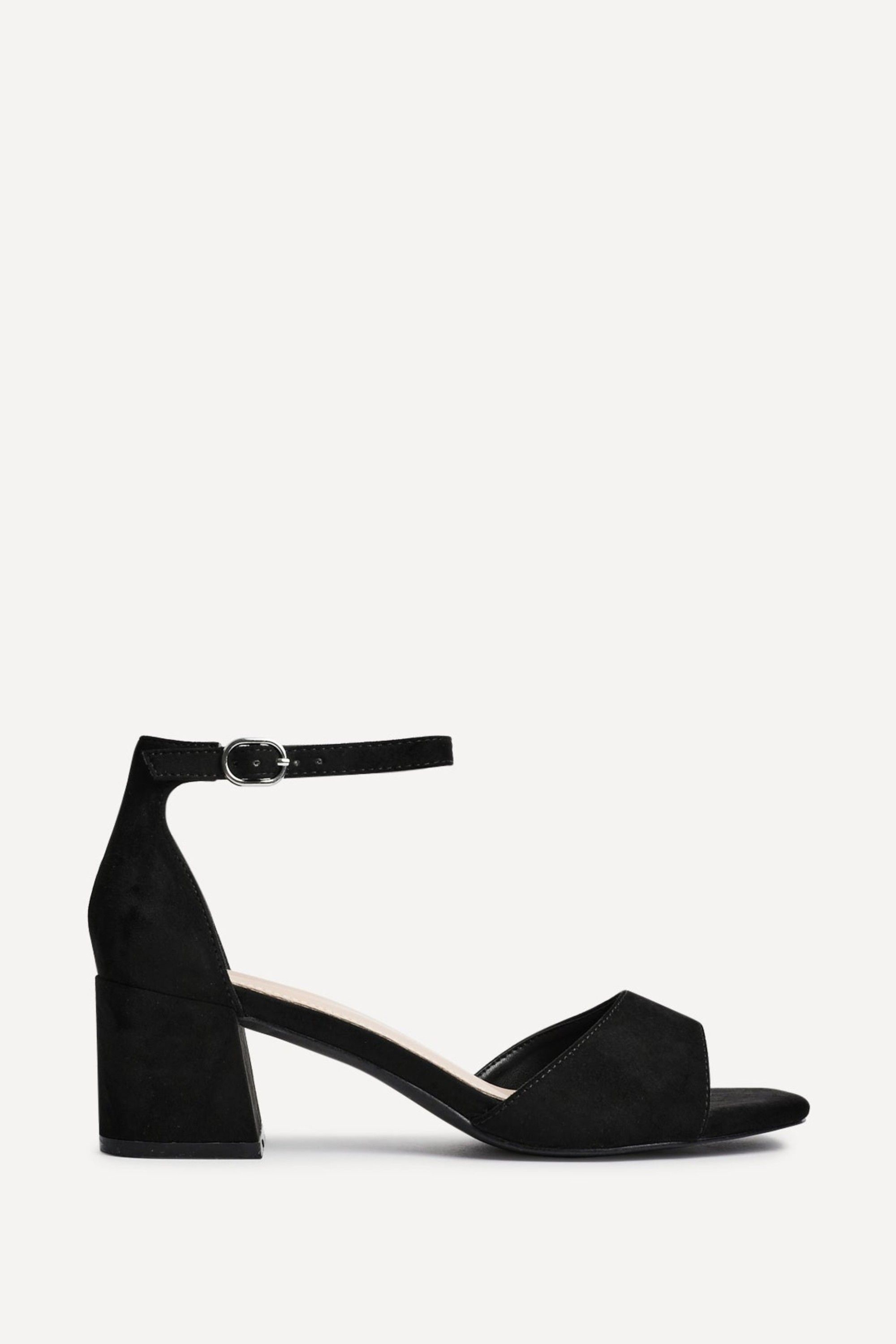 Linzi Maddie Black Faux Suede Closed Back Block Heeled Sandals image 1