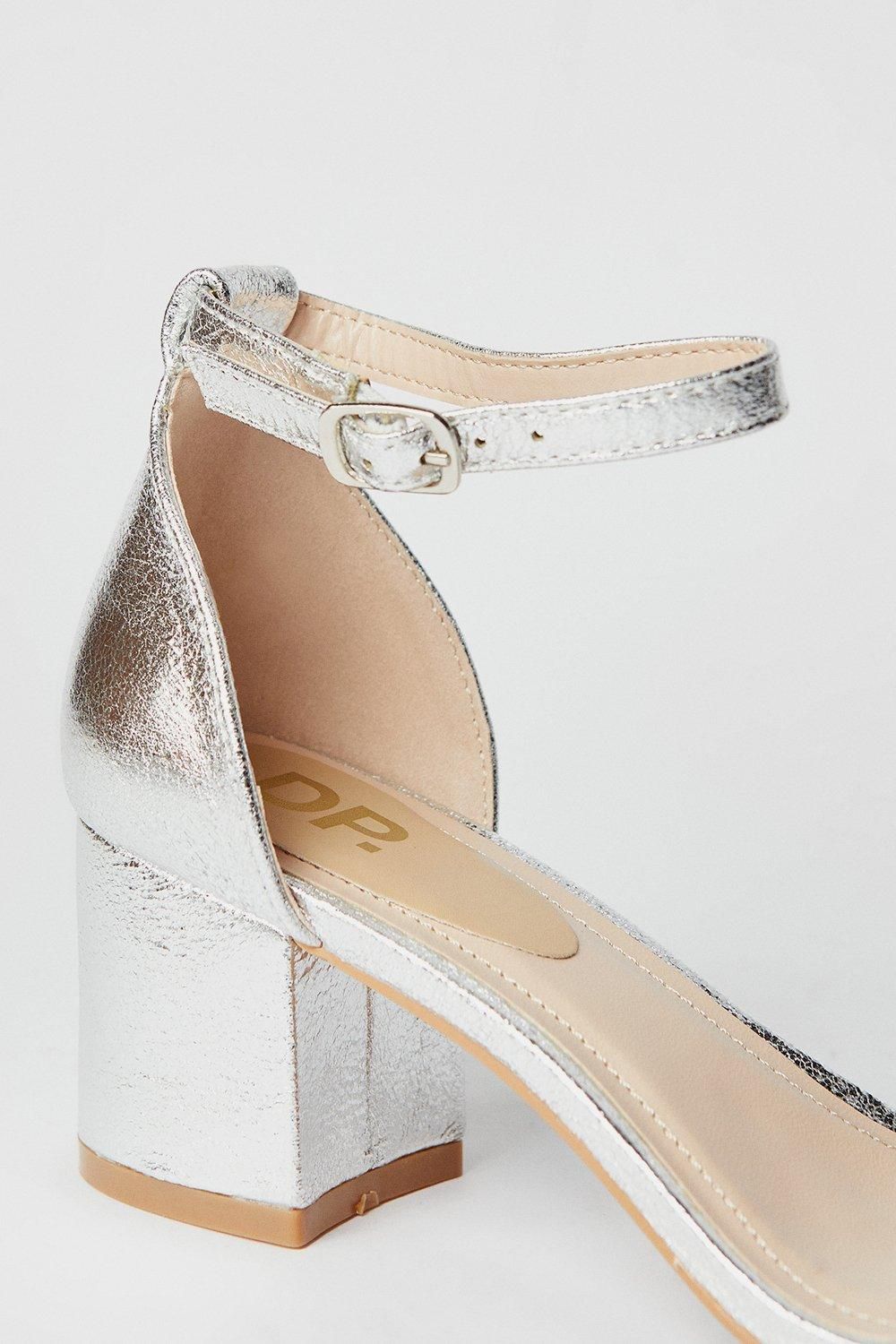 Dorothy Perkins Sammy Barely There Low Block Heel Sandals Silver image 4