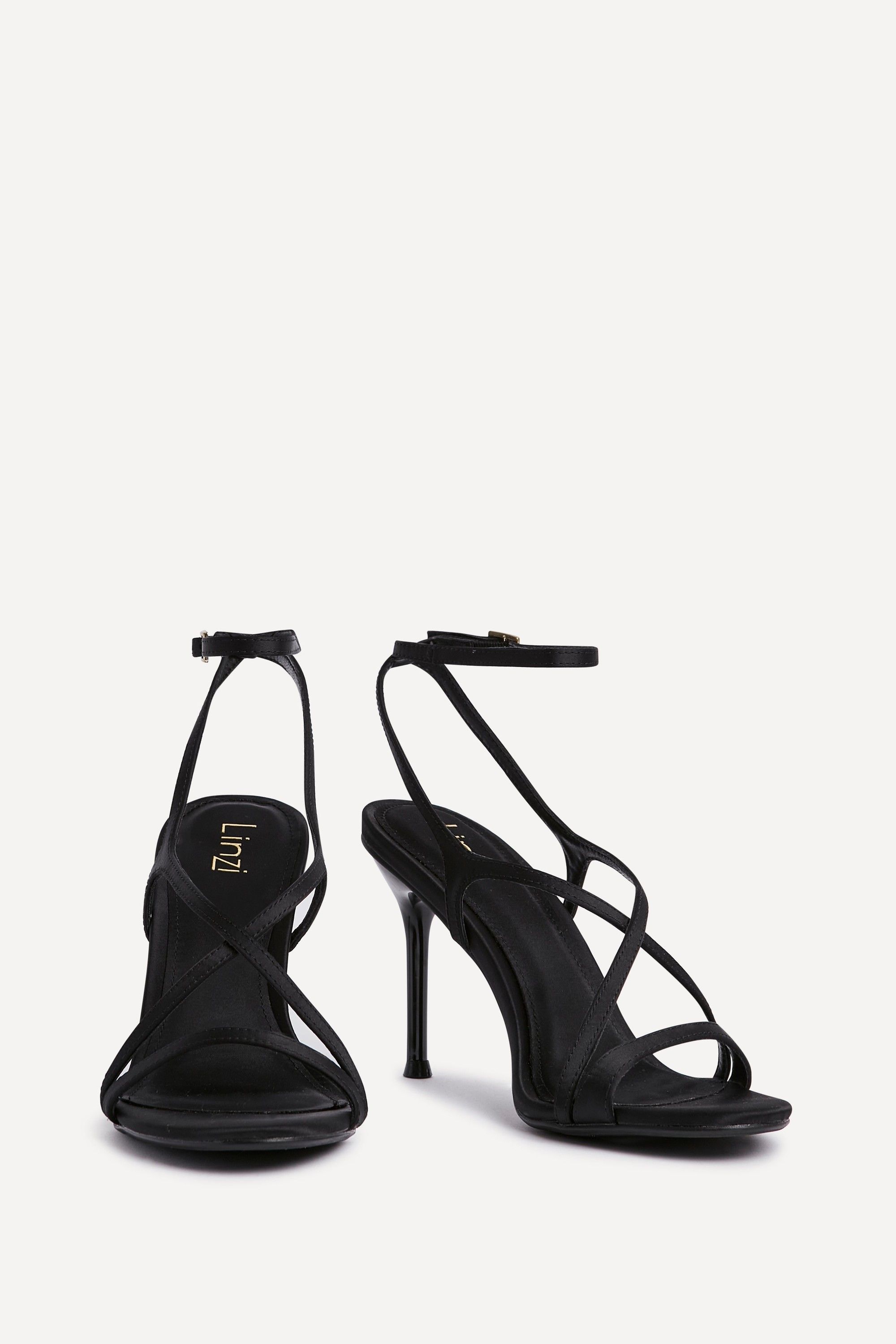 Linzi Taliya Black Satin Strappy Stiletto Heels image 3
