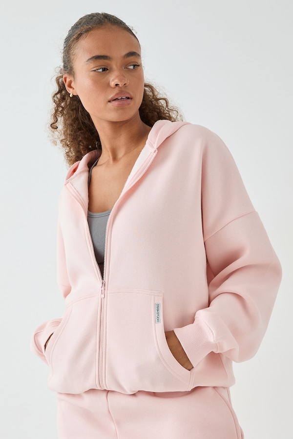 DSGN Studio DSGN Studio Oversized Zip Through Hoodie Light Pink