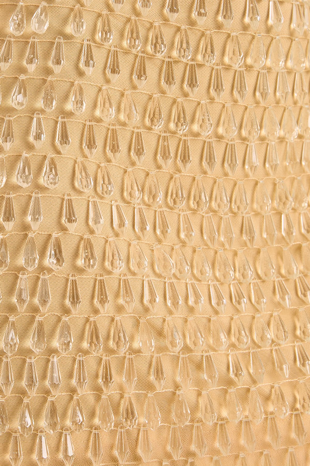 NastyGal Droplet Hand Beaded High Neck Strappy Mini Dress Nude image 5