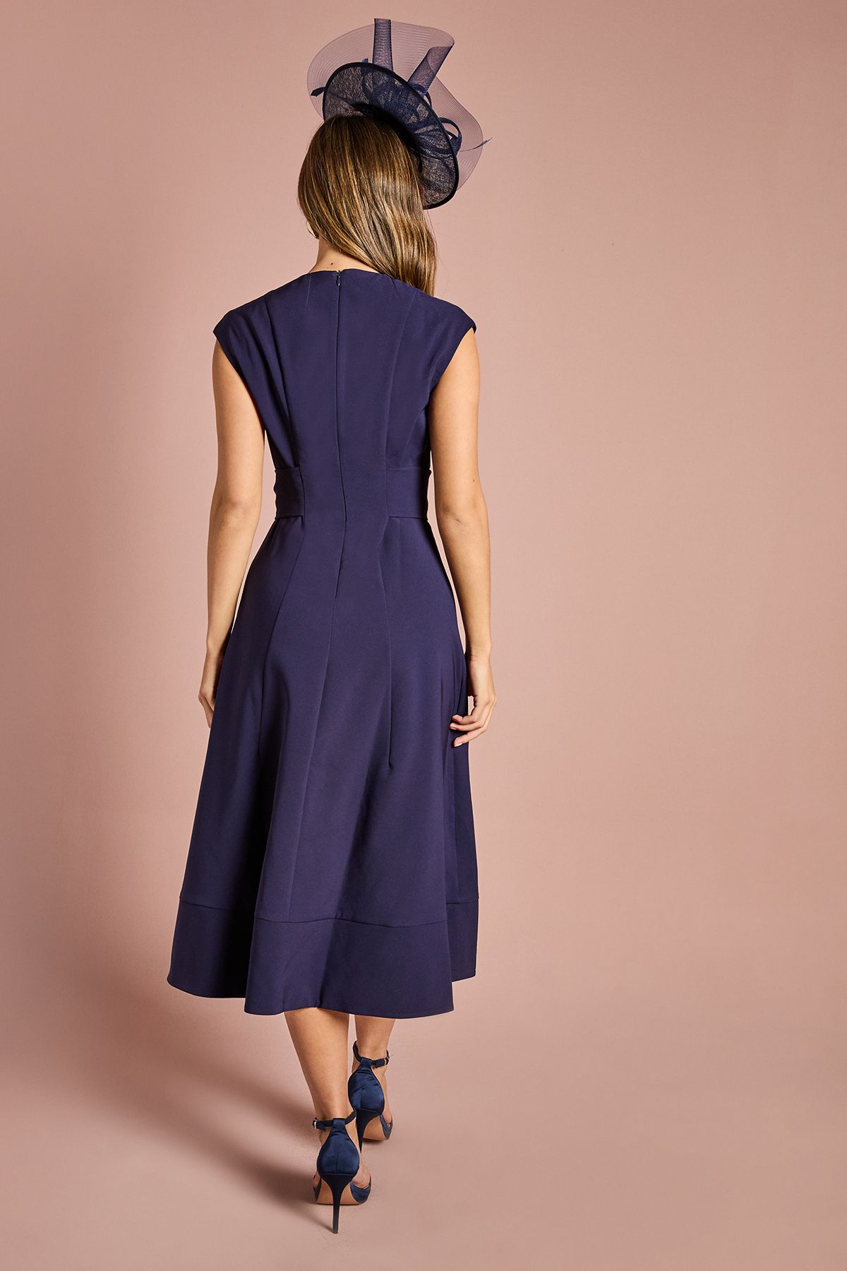 Coast Belted Crepe Dress Navy image 3