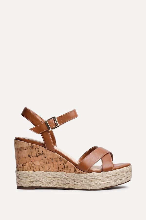 Linzi Lilia Tan Crossover Cork Wedges