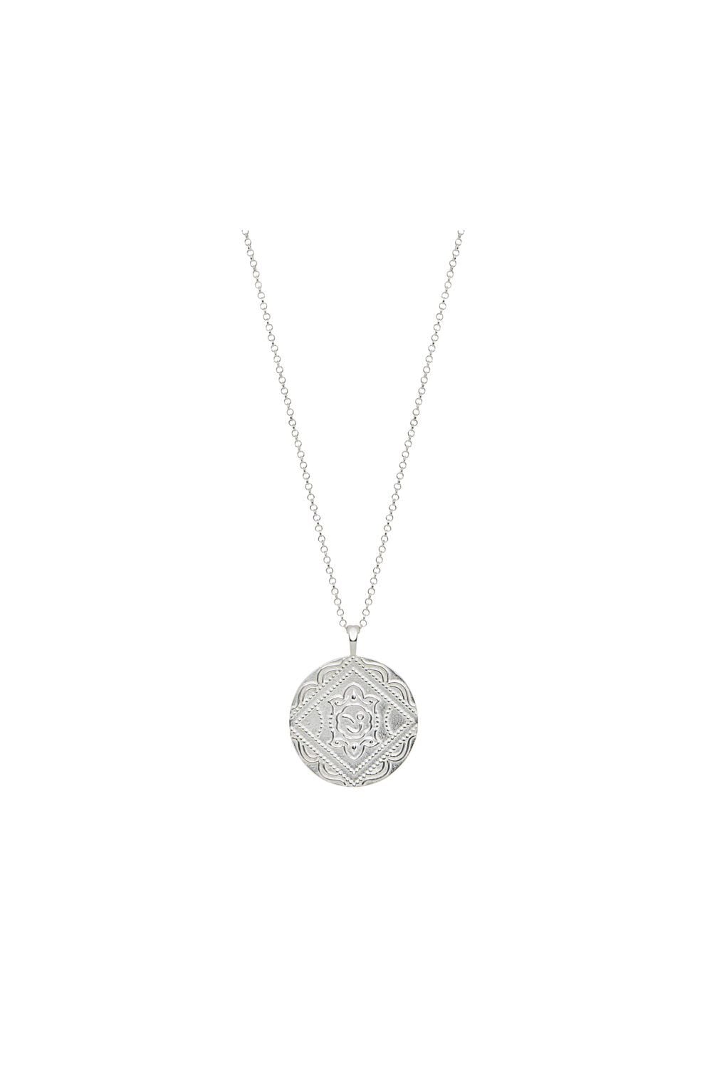 Simply Silver Sterling Silver 925 Embossed Round Pendant Necklace image 1