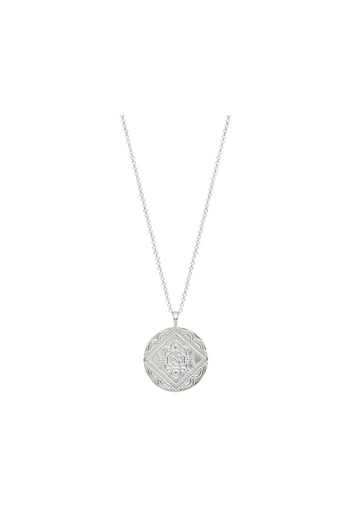 Simply Silver Sterling Silver 925 Embossed Round Pendant Necklace