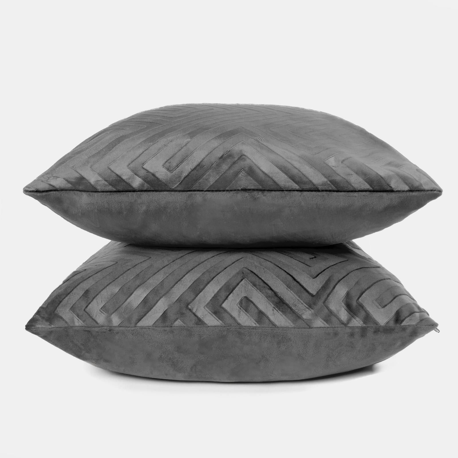 OHS 2 x Matte Geo Velvet Cushion Covers Filled Soft image 4