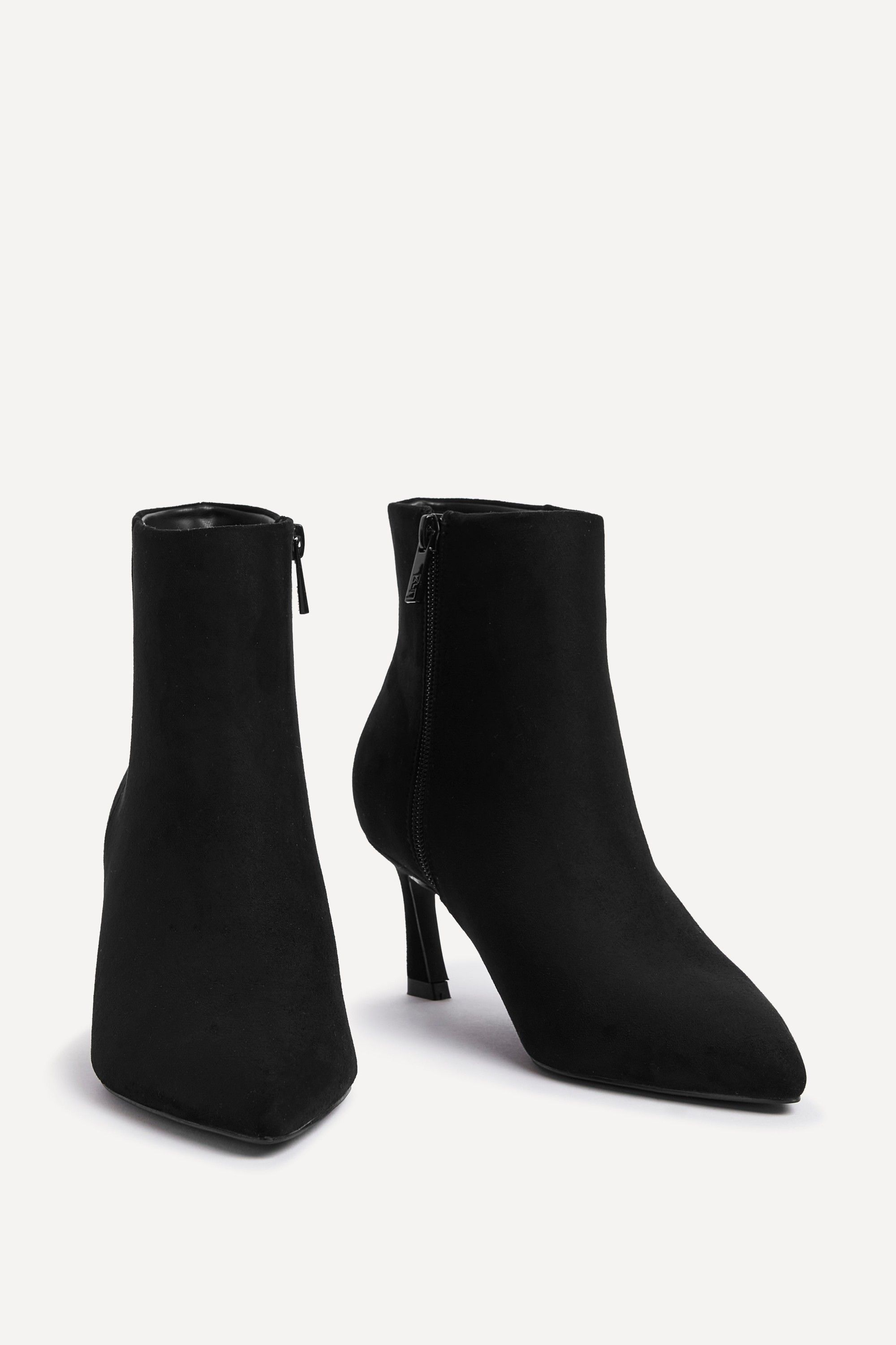 Linzi Secured Black Faux Suede Pointed Toe Stiletto Ankle Boot image 3