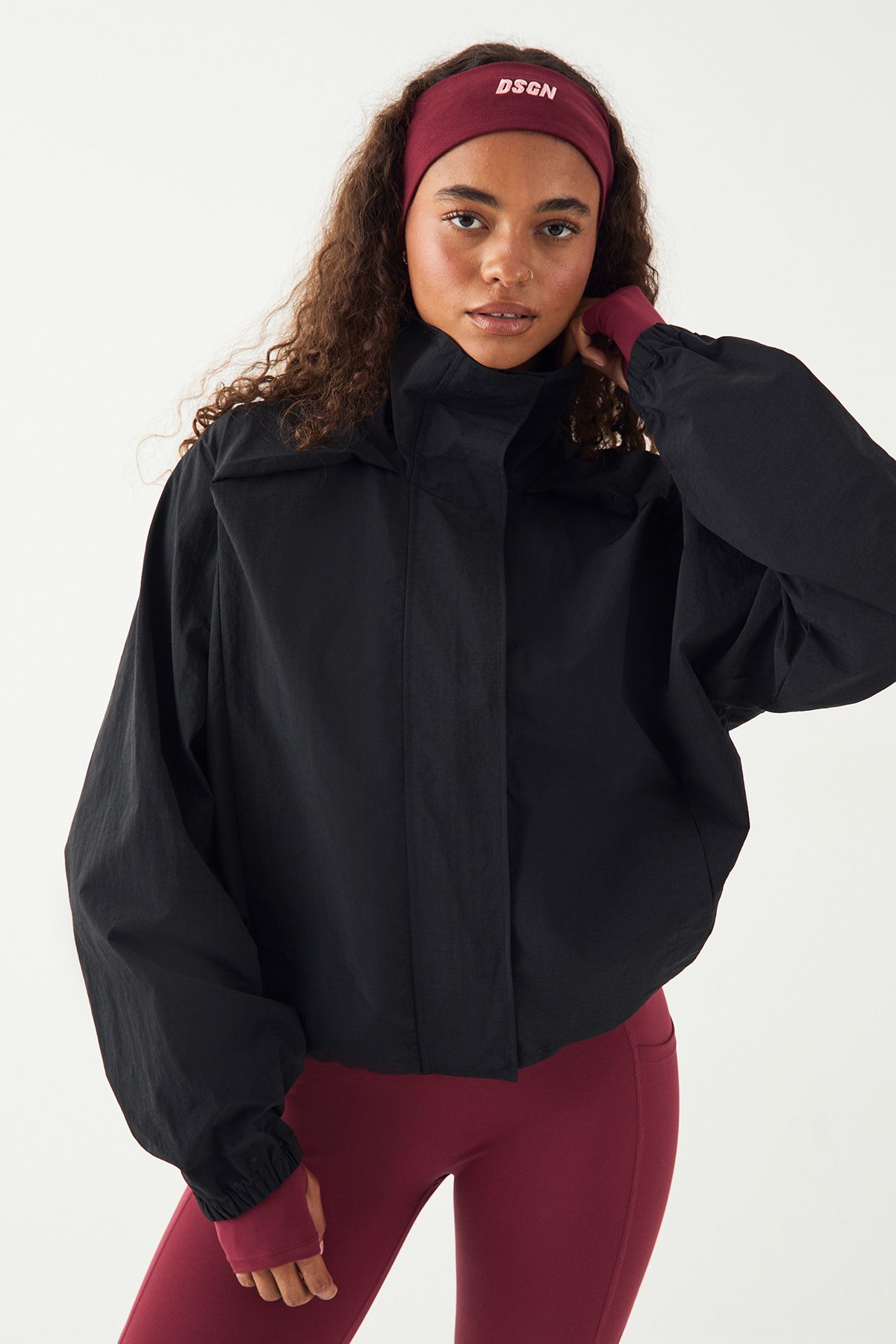 DSGN Studio DSGN Studio Sport Nylon Boxy Zip Through Funnel Neck Jacket Black image 4