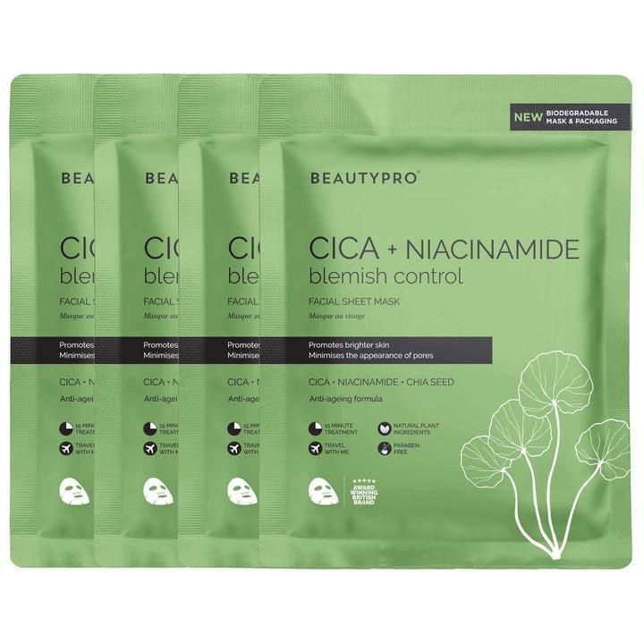 BEAUTYPRO Cica + Niacinamide Blemish Control Sheet Mask - Pack Of 4 image 1