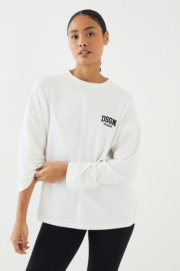 DSGN Studio DSGN Studio Collegiate Long Sleeve T-Shirt White