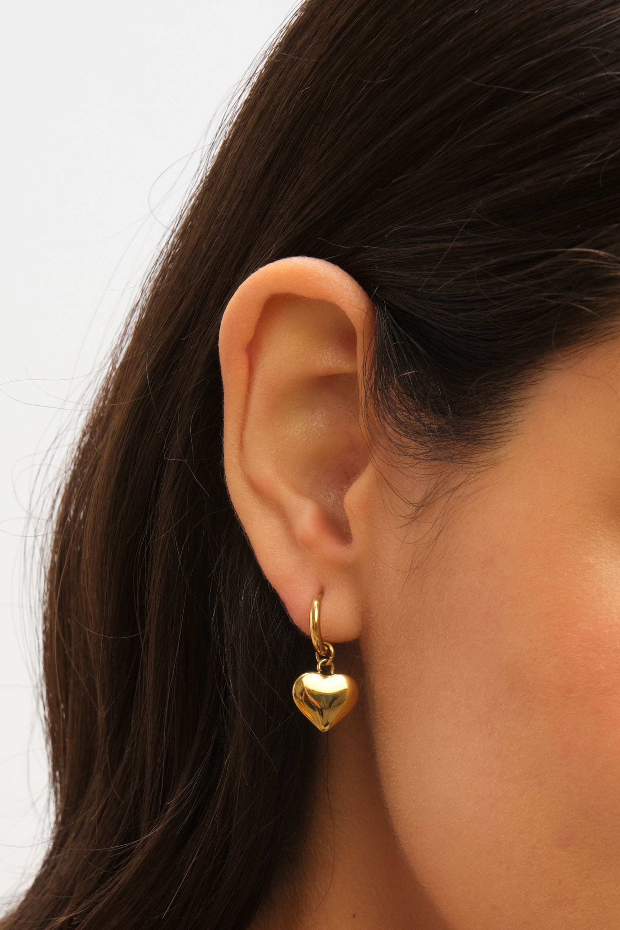 Jon Richard Waterproof Gold Plated Heart Charm Hoop Earrings image 2