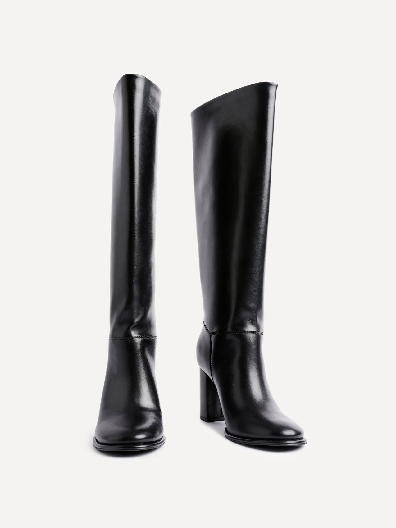 Linzi Cole Black Faux Leather Pull-On High Leg Block Heeled Boots image 3