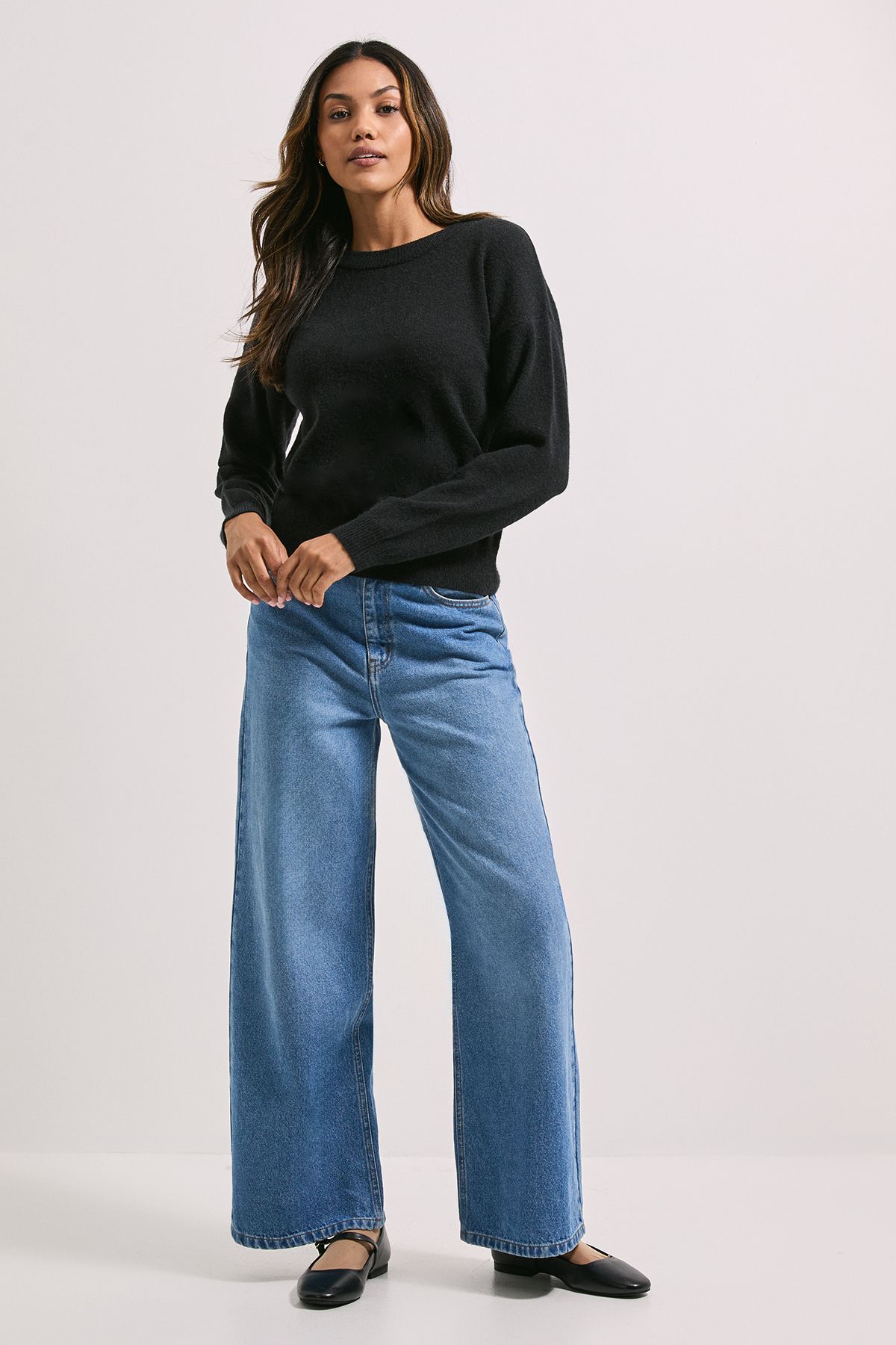 Dorothy Perkins Contrast Bow Back Jumper Black image 2