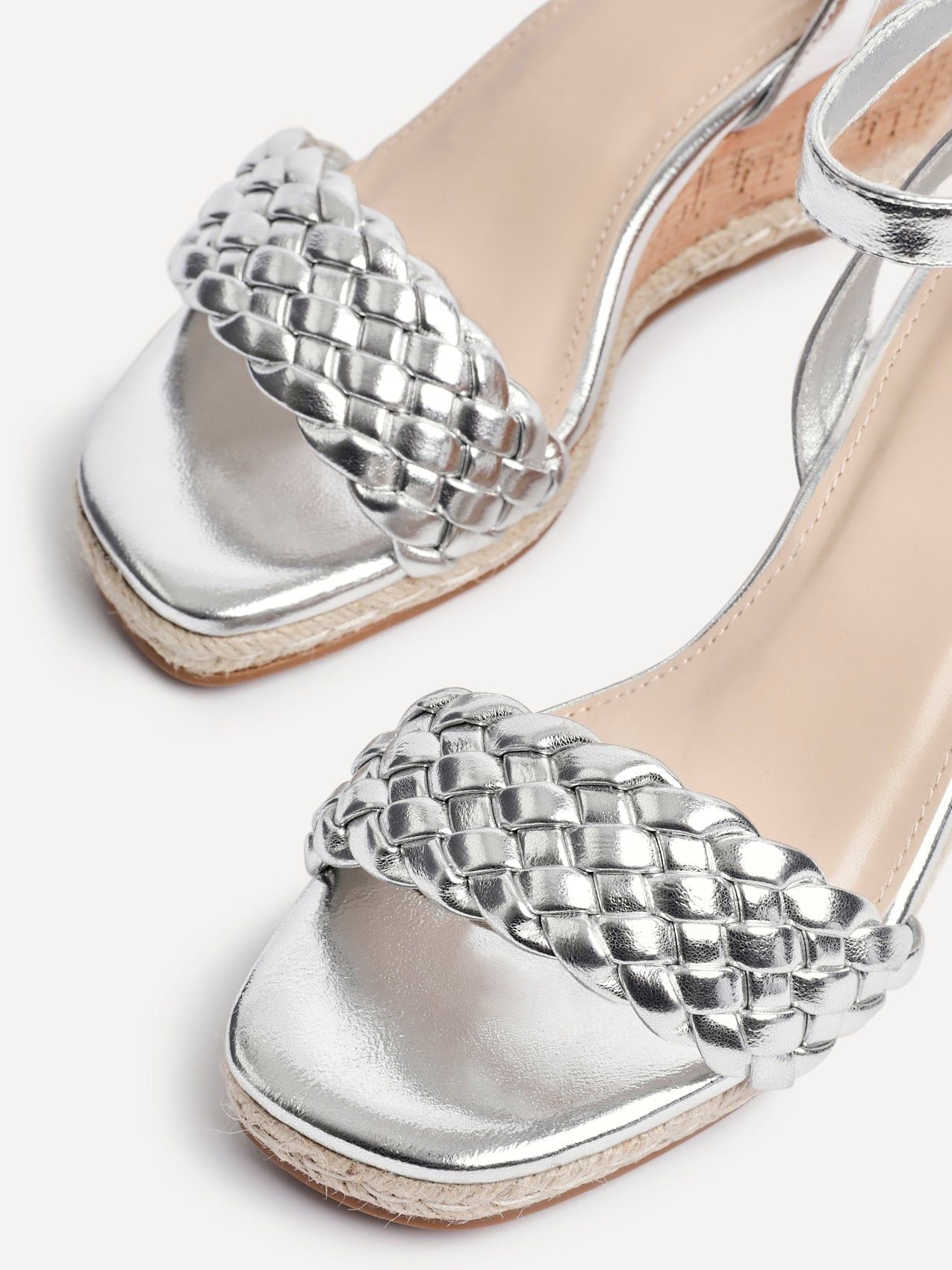 Linzi Regan Silver Faux Leather Plaited Wedge image 5