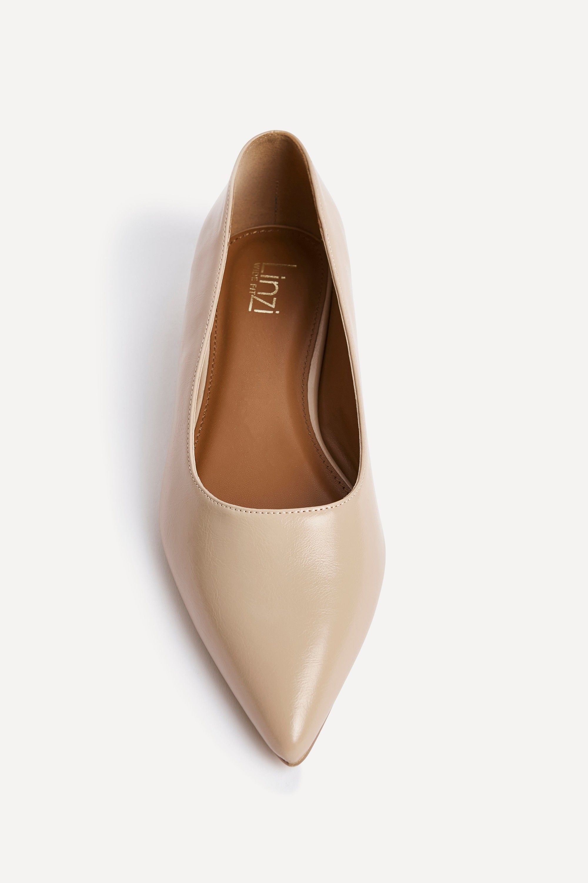 Linzi Compete Wide Fit Nude Faux Leather Pointed Toe Pump image 4
