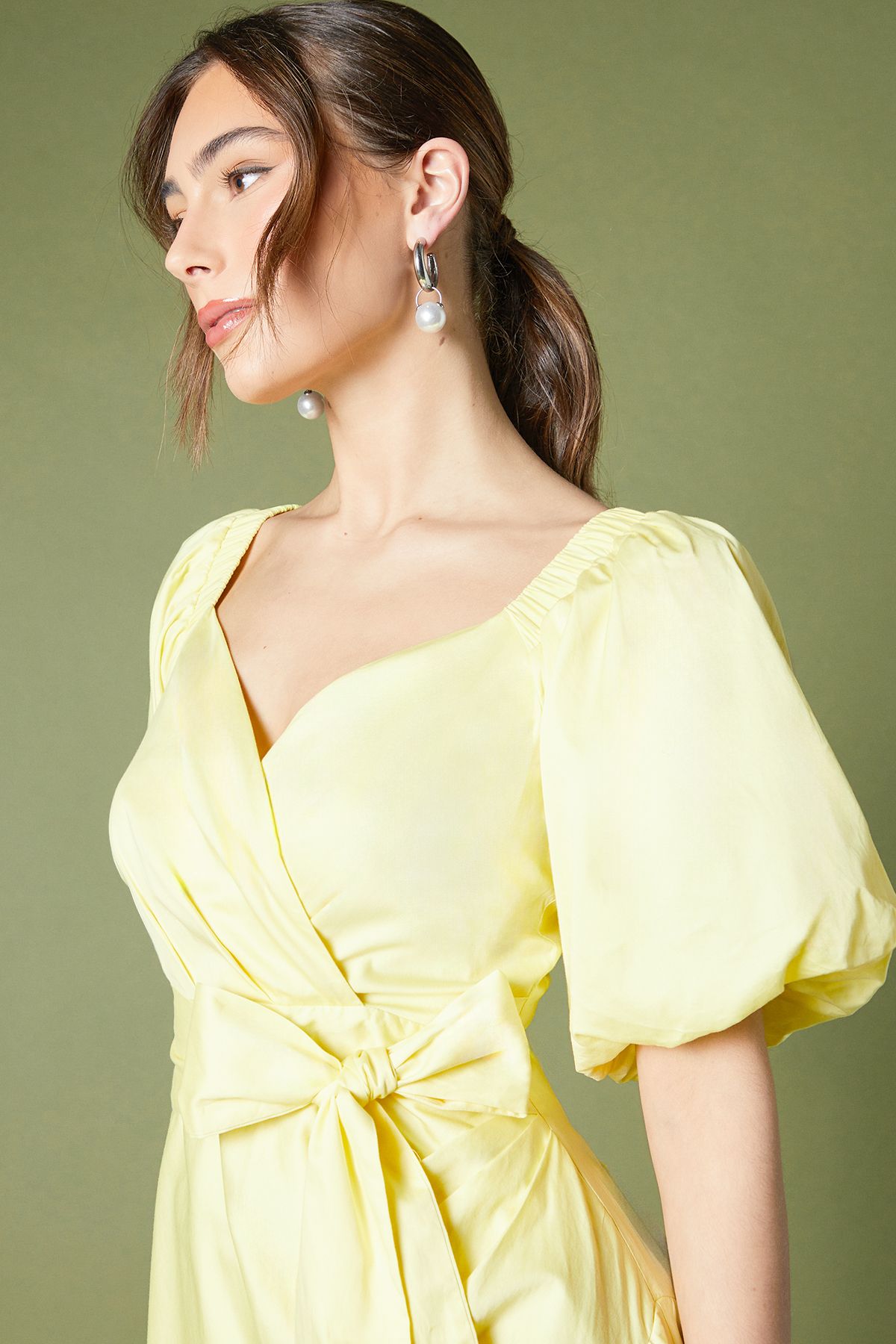 Coast Puff Sleeve Midi Dress Yellow image 3
