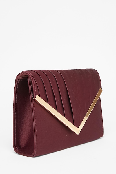 Quiz Burgundy Pleated Clutch Bag