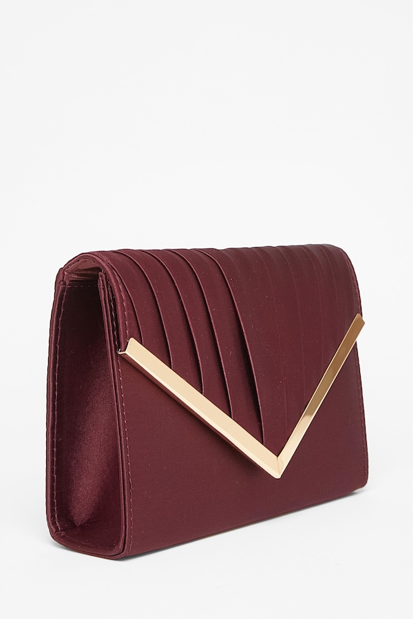 Quiz Burgundy Pleated Clutch Bag