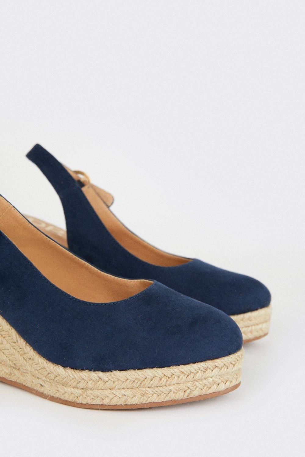 Dorothy Perkins Wide Fit Riya Closed Toe Slingback Espadrille Wedge Sandals Navy image 4