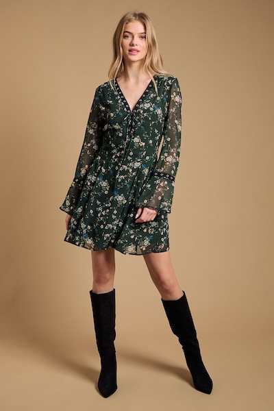 Oasis Flared Gathered Mini Dress Multi