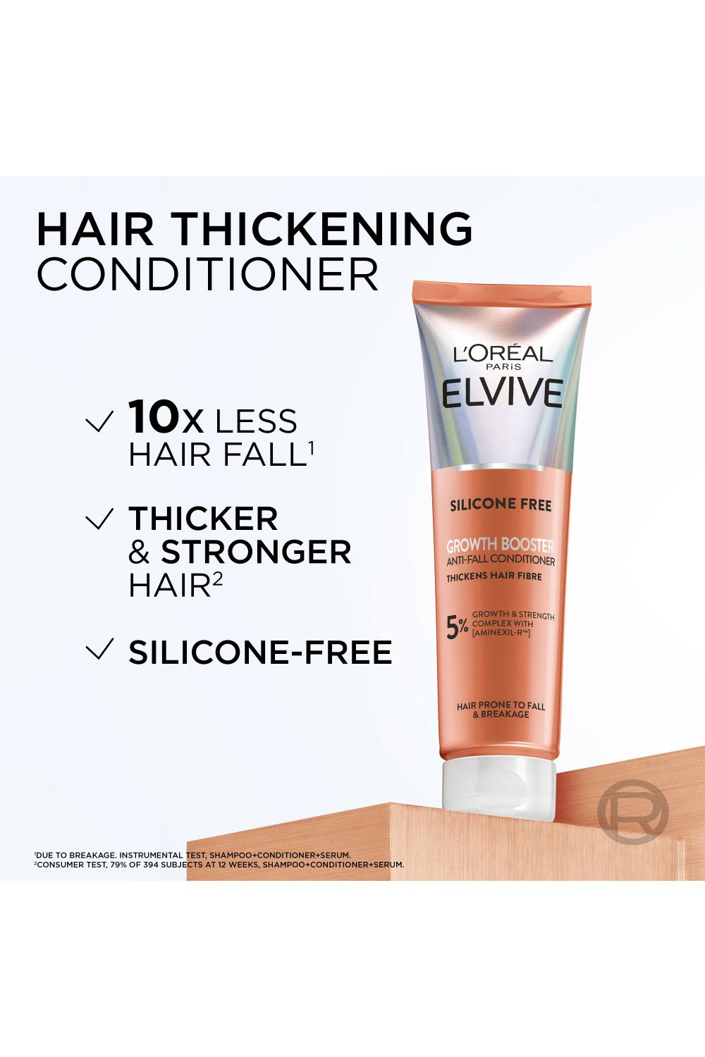 L'Oréal Paris Elvive Growth Booster Conditioner, Anti Hair Loss and Hair Thickening, 150ml Multi image 2