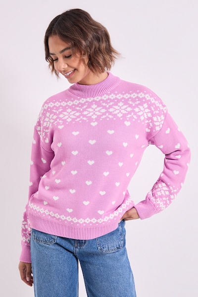 Dorothy Perkins Fairisle Christmas Jumper Light Pink