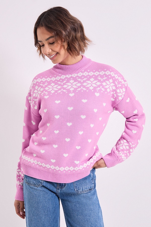 Dorothy Perkins Fairisle Christmas Jumper Light Pink