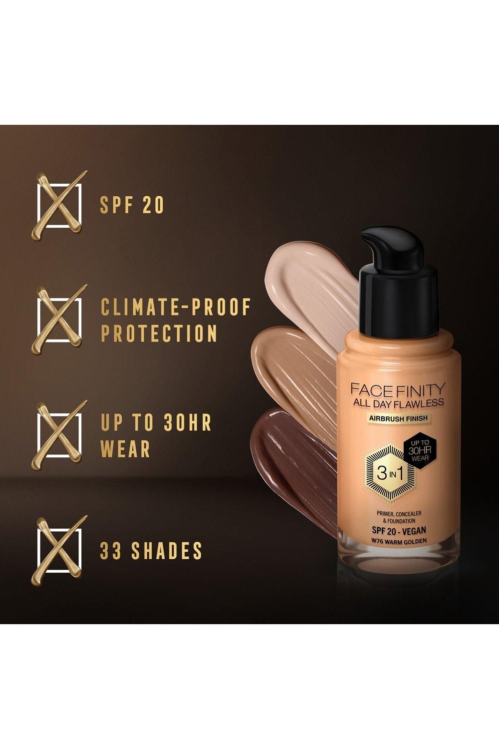 Max Factor Facefinity All Day Flawless 3 in 1 Vegan Foundation Warm Golden image 5