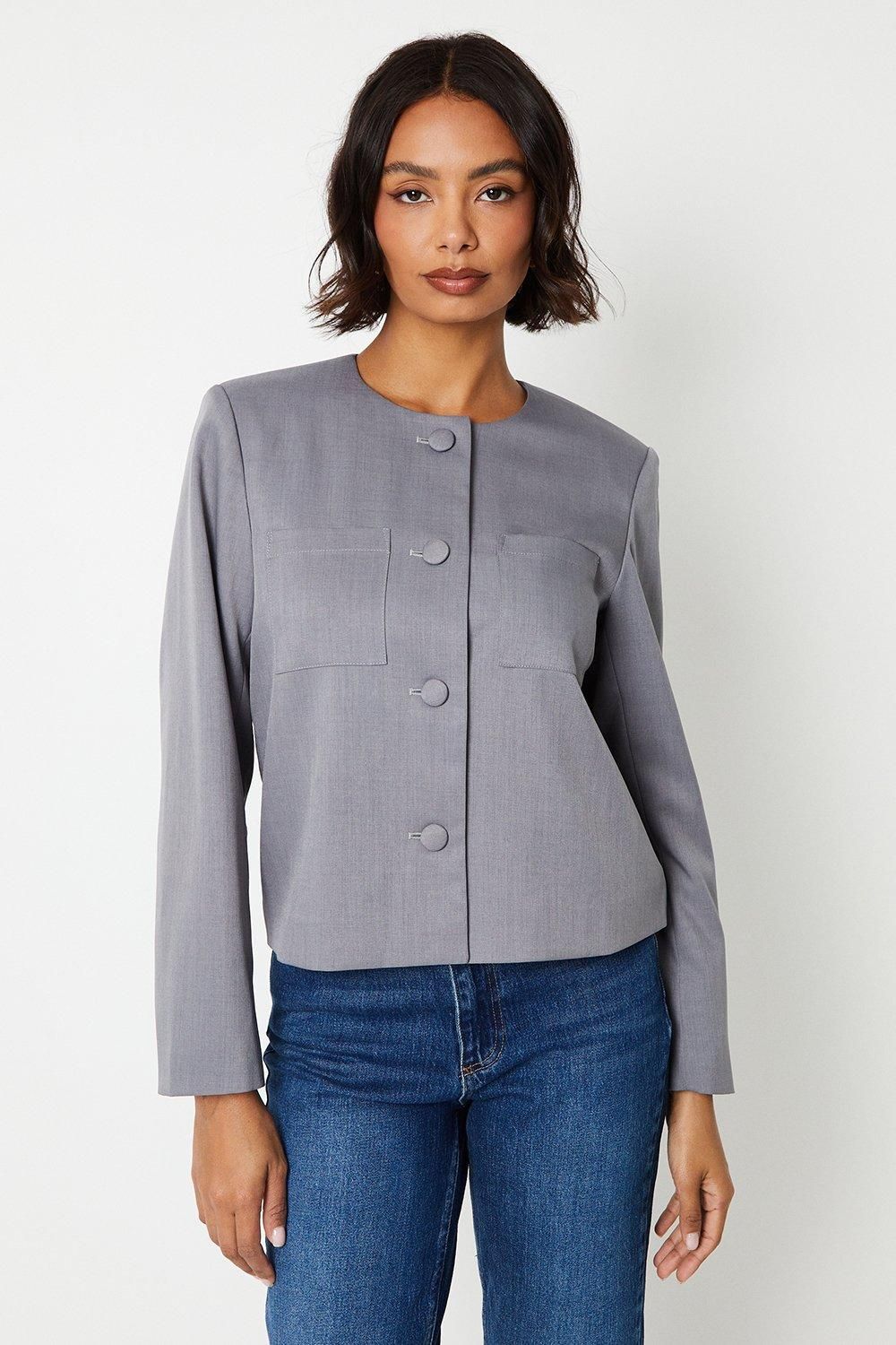 Dorothy Perkins Pocket Front Blazer Grey image 1
