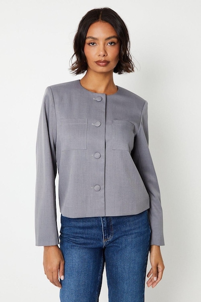 Dorothy Perkins Pocket Front Blazer Grey