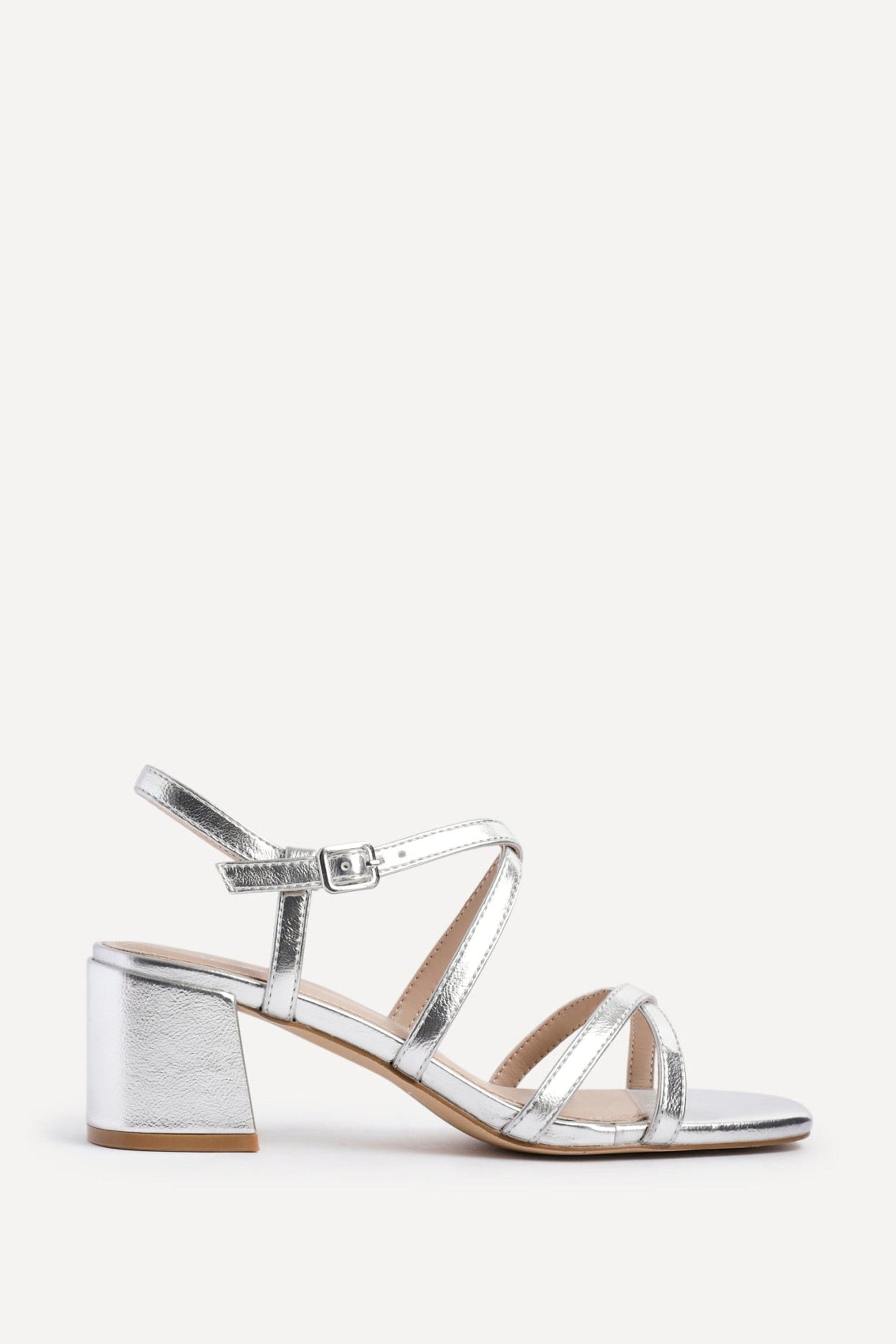 Linzi Jovanna Silver Faux Leather Strappy Low Block Heeled Sandals image 1